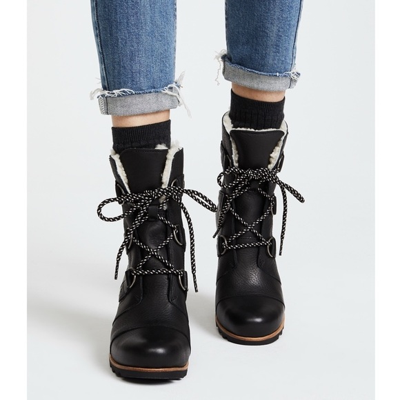 Sorel Joan Of Arctic Wedge Mid Shearling Boot in Black Size 6 NL2703-010 - Picture 13 of 14